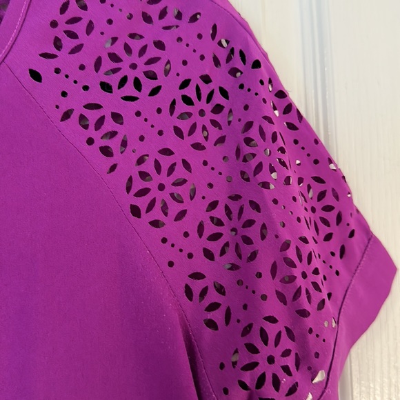 Andree Purple Cut Out Design Sleeve Blouse - Picture 5 of 6